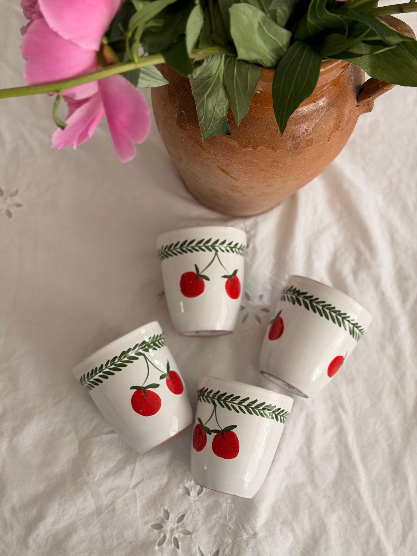 Set de 4 pahare din ceramica pictate manual, Italia