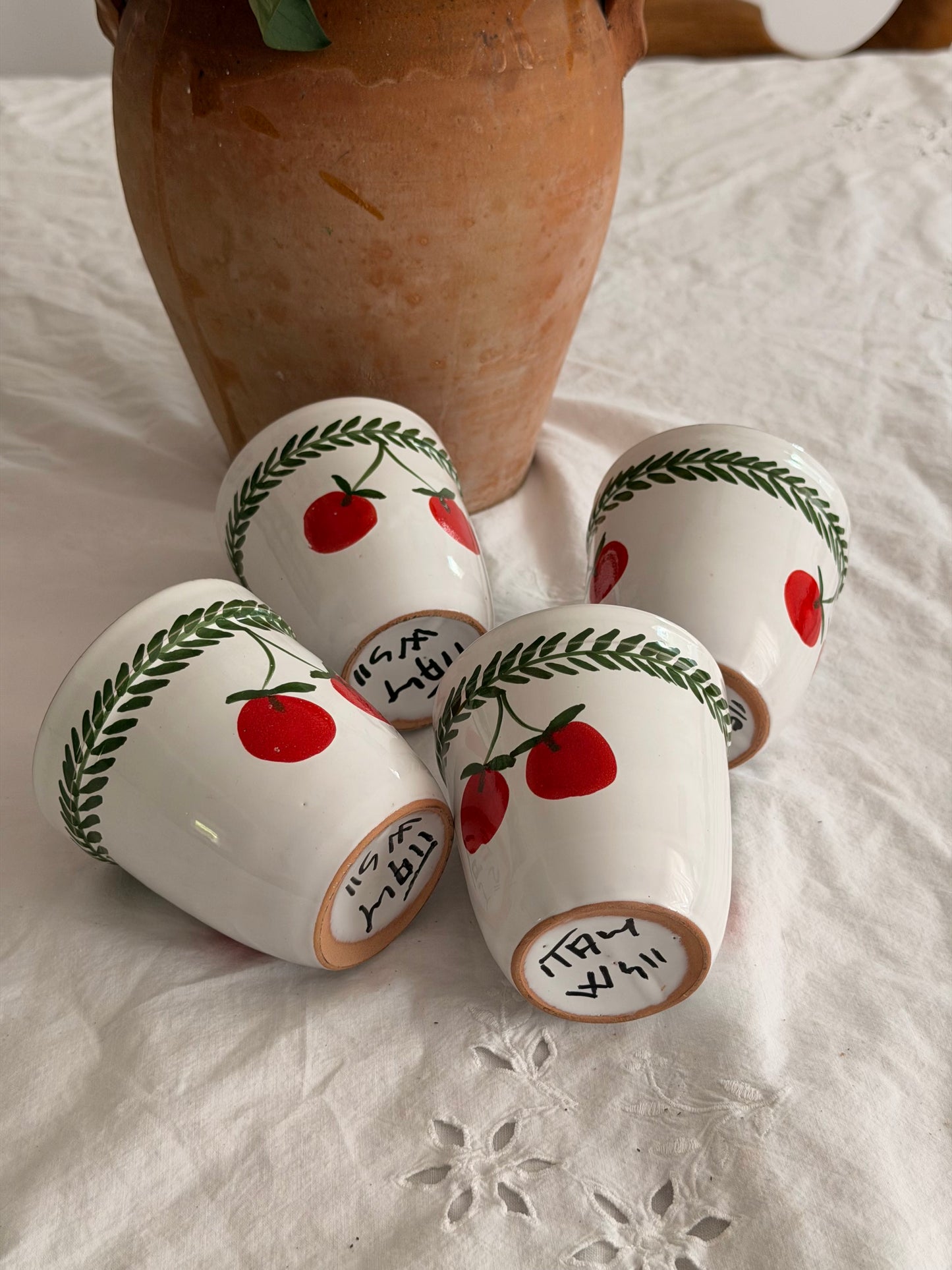 Set de 4 pahare din ceramica pictate manual, Italia
