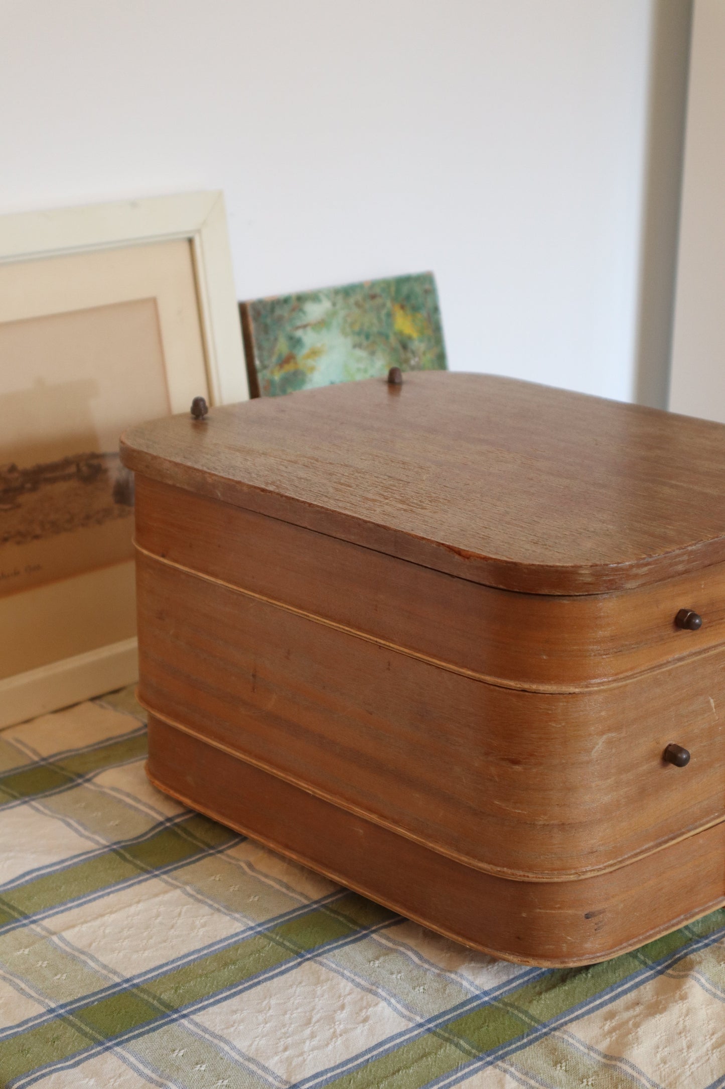 Cutie daneză pentru accesorii de cusut din lemn de tec