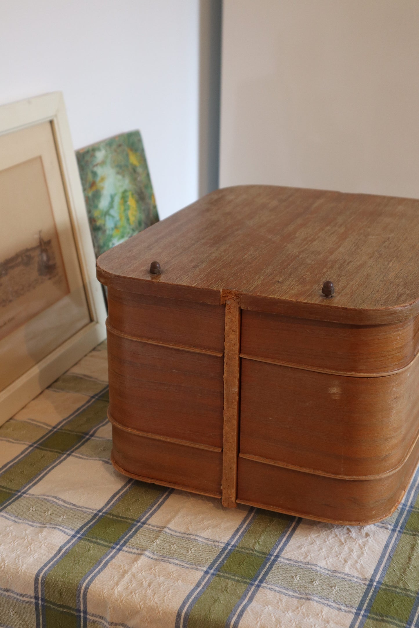 Cutie daneză pentru accesorii de cusut din lemn de tec