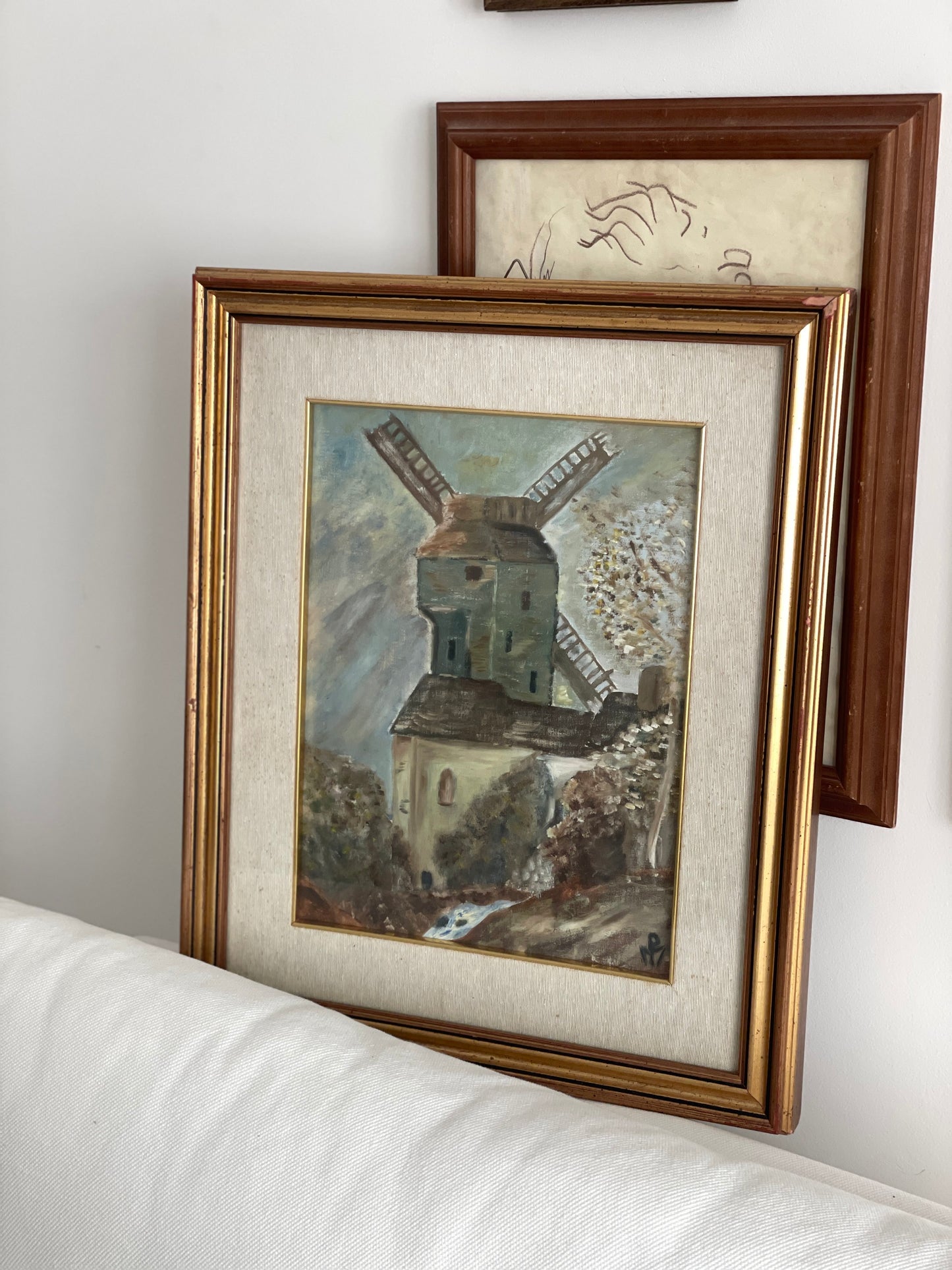 Tablou vintage pictat în ulei, ramă de lemn, semnat, Italia