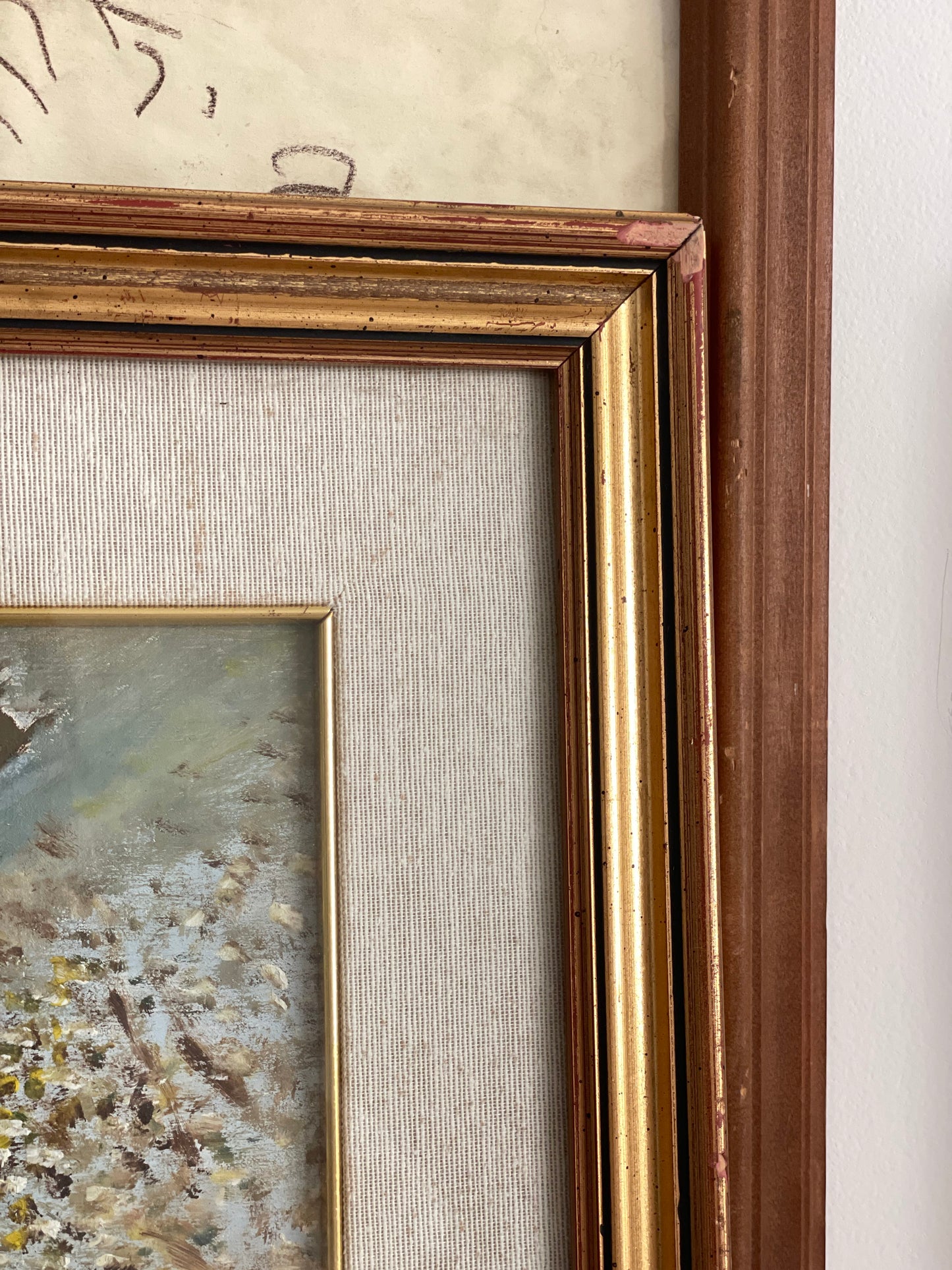 Tablou vintage pictat în ulei, ramă de lemn, semnat, Italia