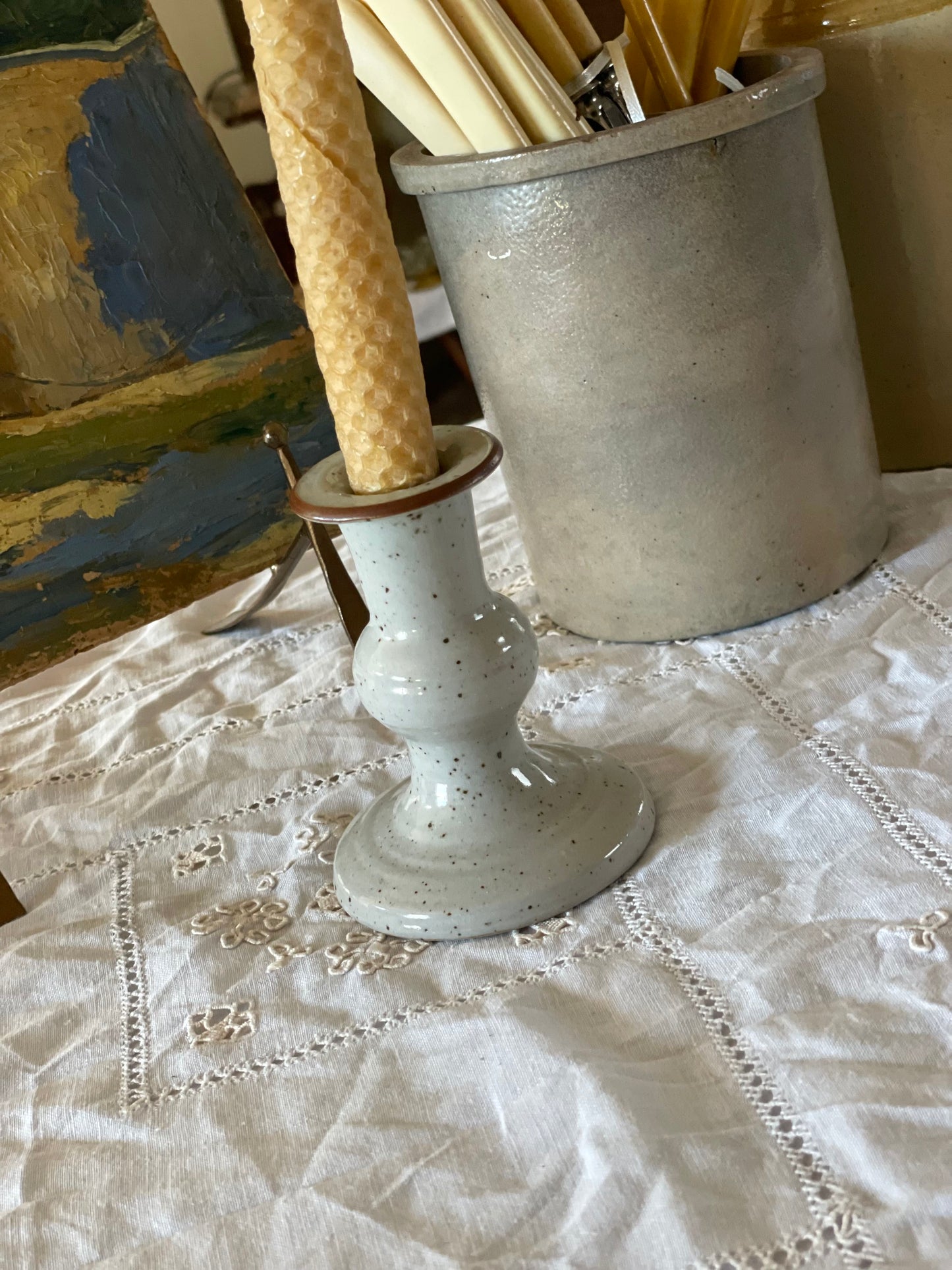 Suport lumânare ceramică pistruiată