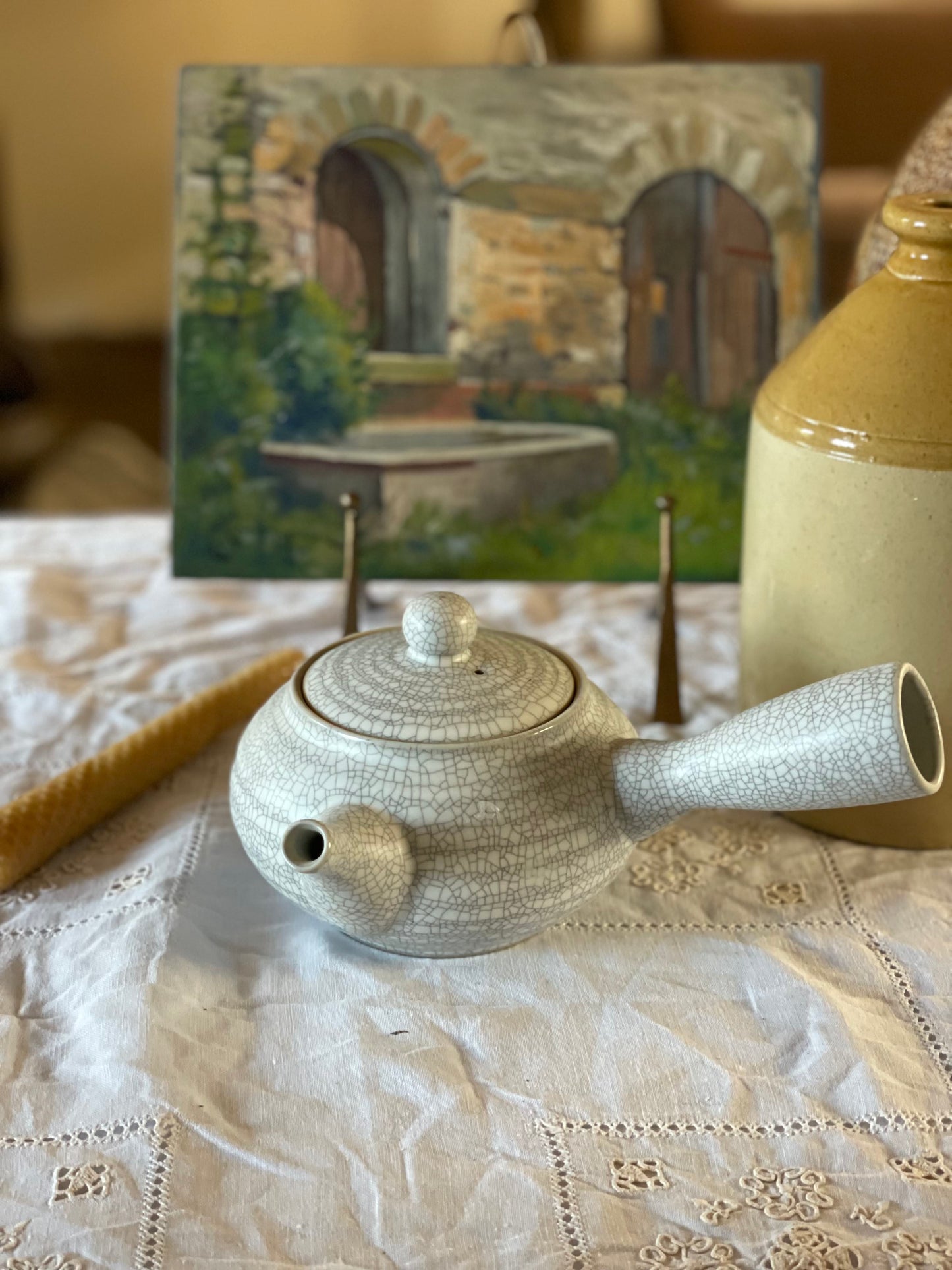 Ceainic japonez KYUSU ceramică smălțuită cu sită