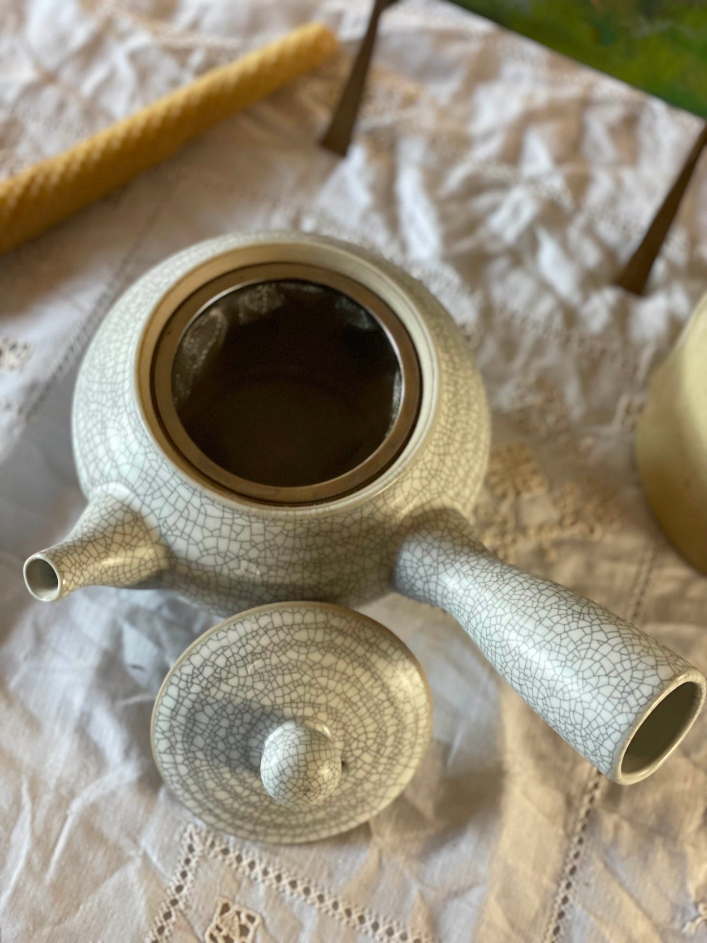 Ceainic japonez KYUSU ceramică smălțuită cu sită