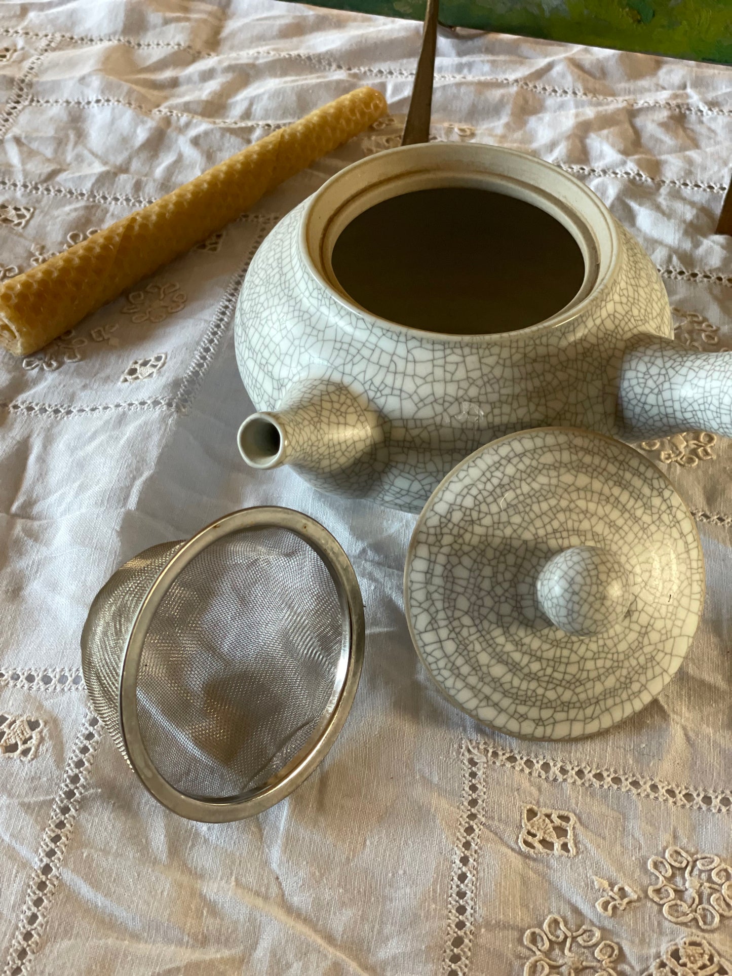 Ceainic japonez KYUSU ceramică smălțuită cu sită