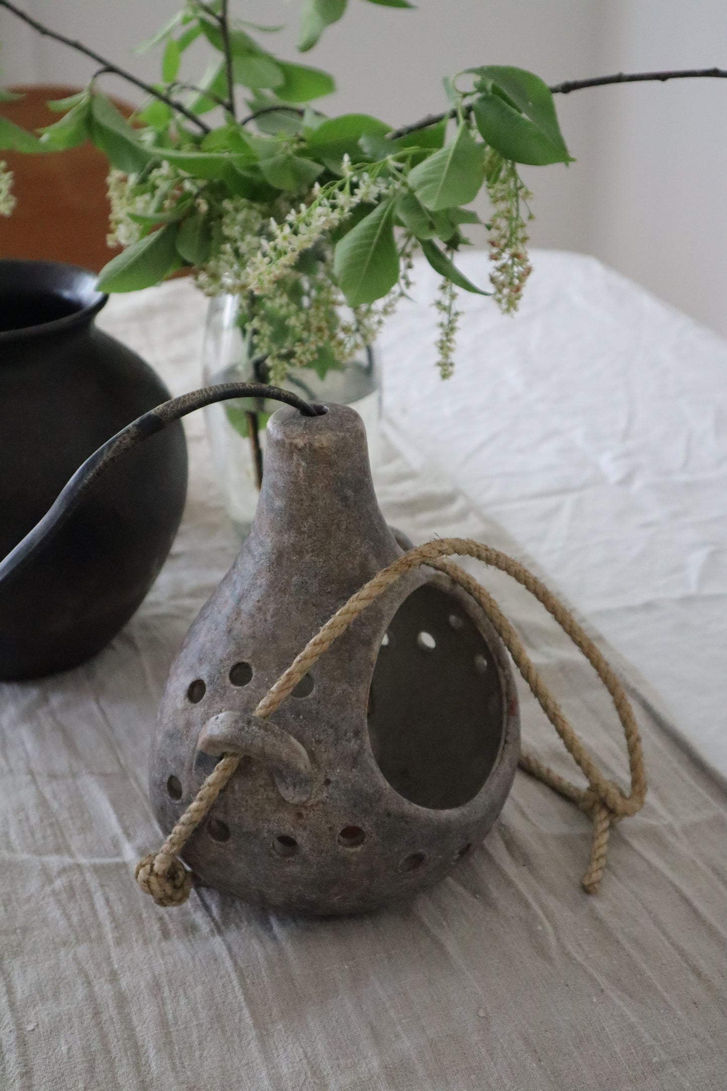 Lustră/Lampă suspendată vintage din lut