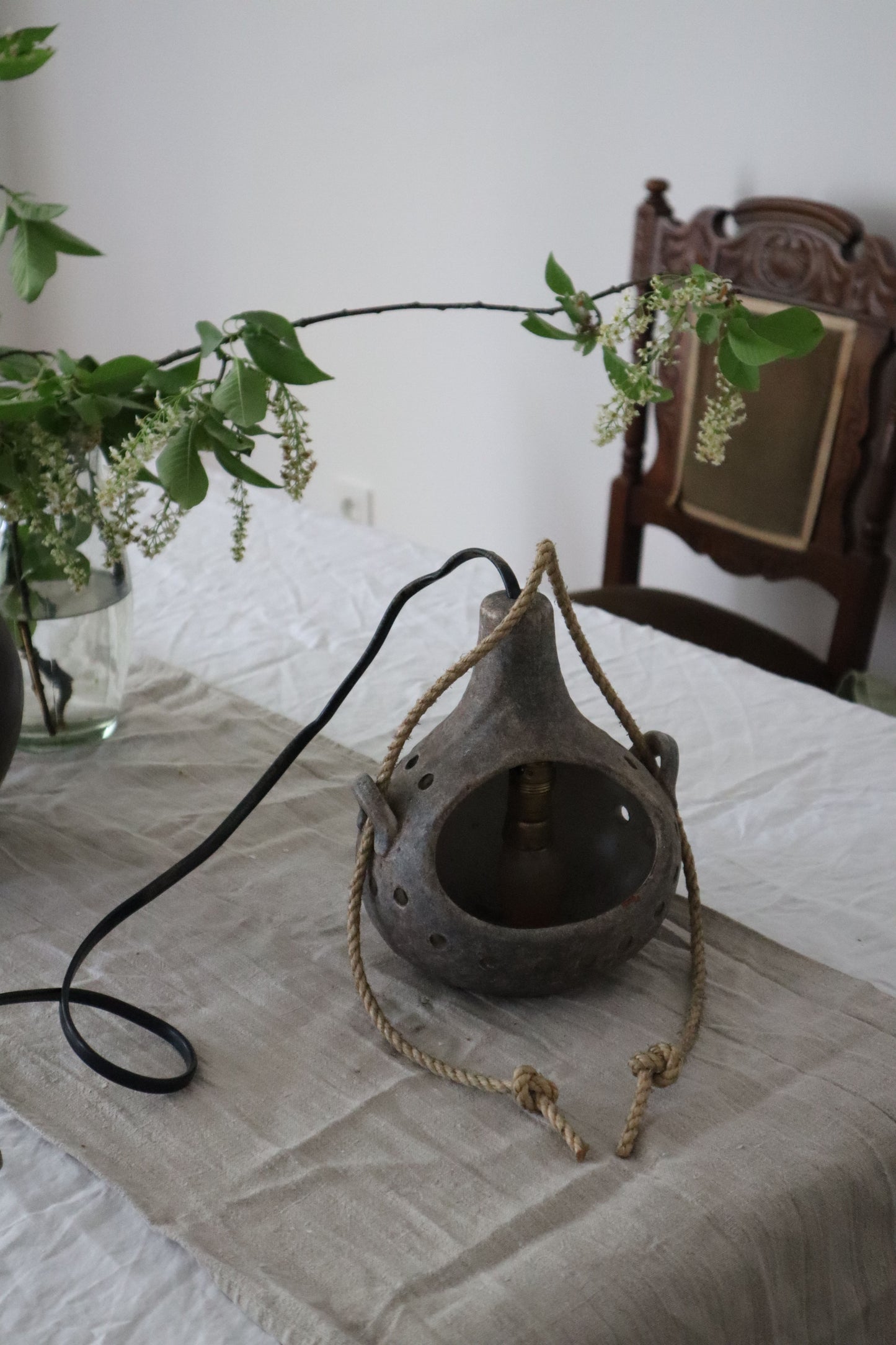 Lustră/Lampă suspendată vintage din lut