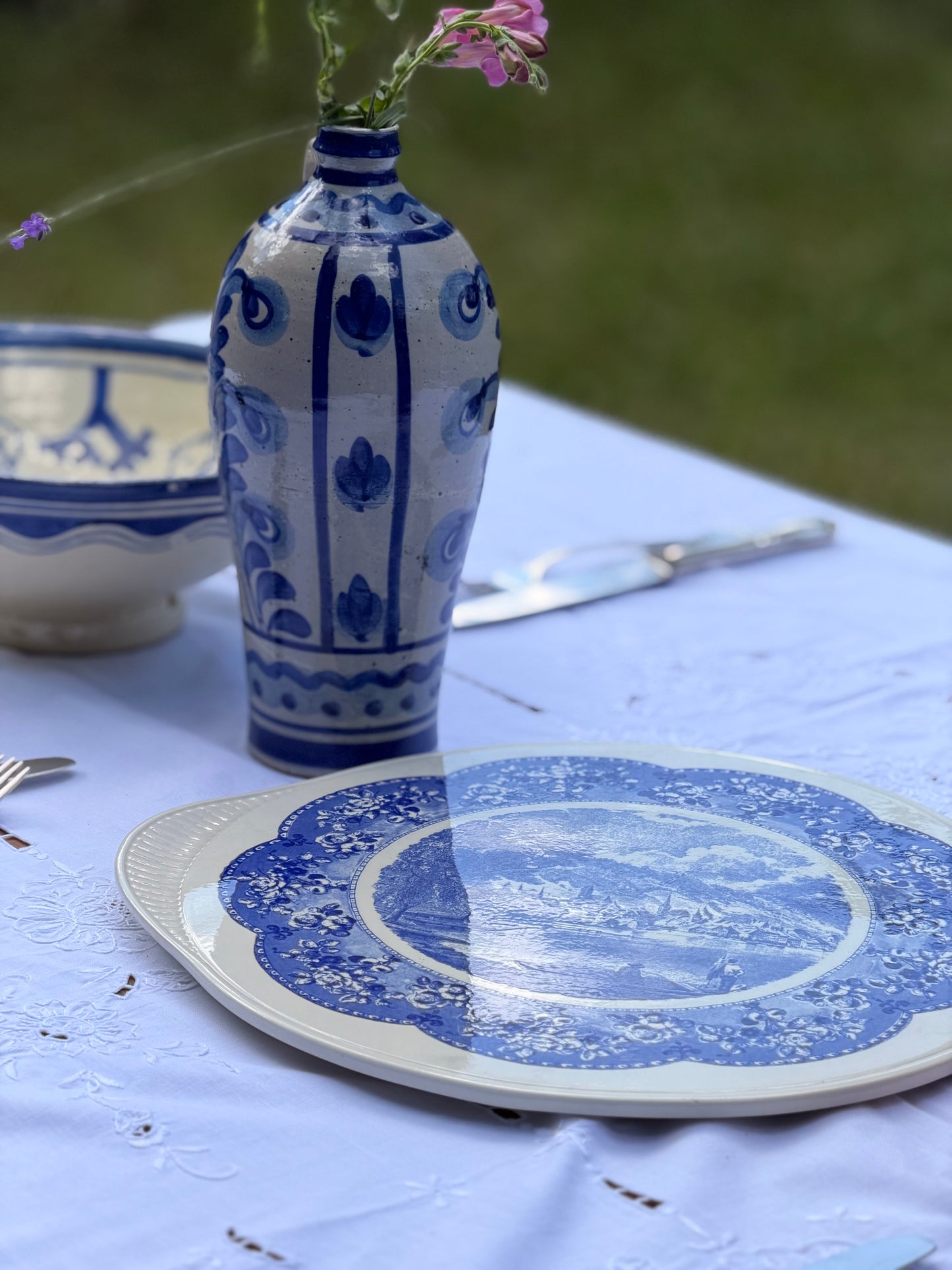Platou vintage pentru tartă/tort cu piciorușe, Countryhome