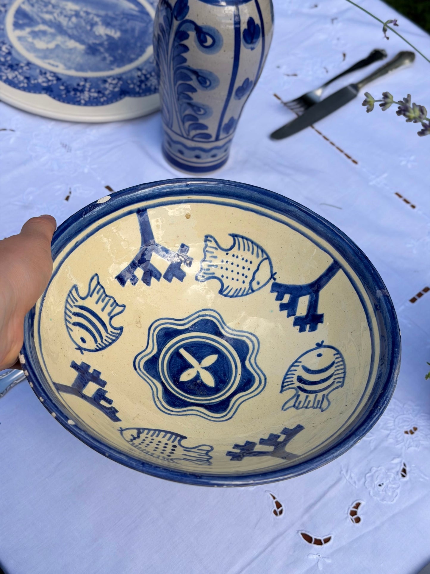 Bol/fructieră vintage din ceramică lucrat manual