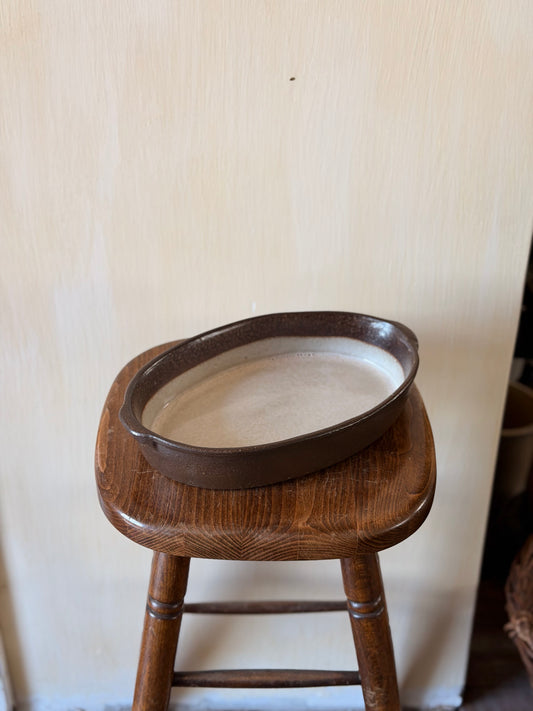 Vas de copt oval din ceramica glazurată