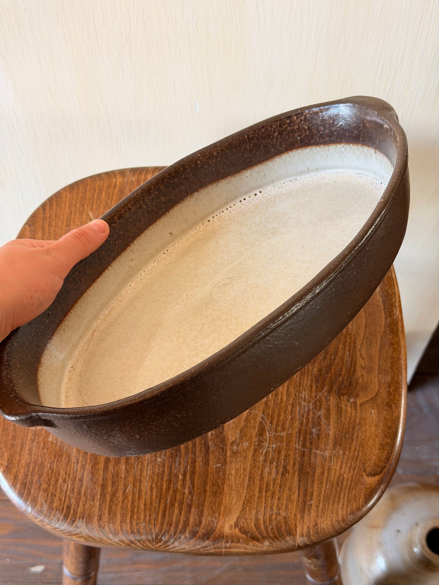 Vas de copt oval din ceramica glazurată