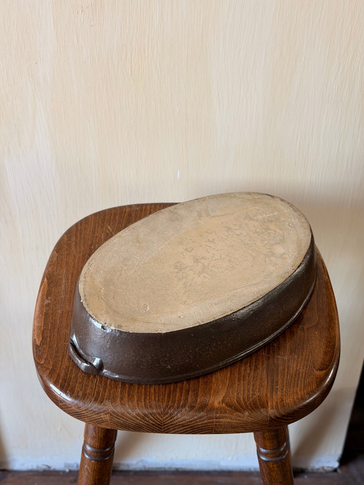 Vas de copt oval din ceramica glazurată