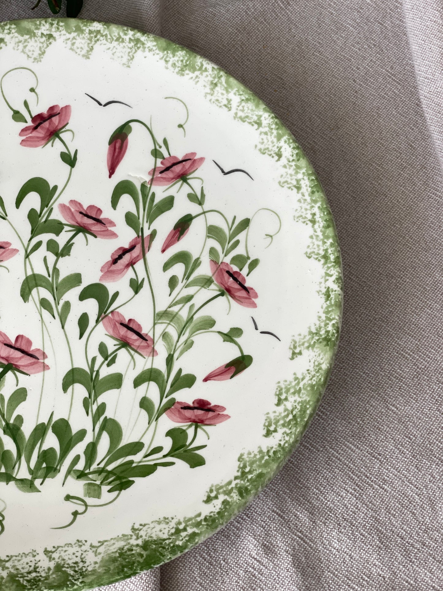 Farfurie florală servire/decorativă din ceramică pictată manual