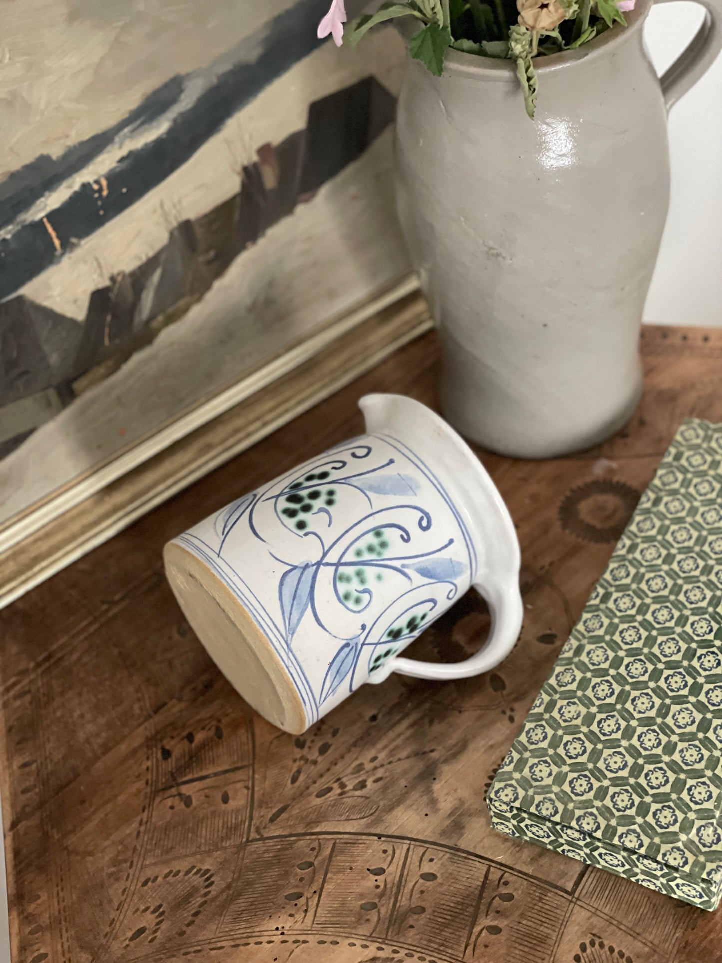 Carafă pictată manual din ceramică, Italia